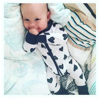 

Heart-shaped flowers rompers Infant Jumpsuits new born baby clothes 1st birthday costume cotton printing baby clothes