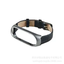 Сменный мягкий кожаный ремешок с узором «крокодиловая кожа» для Xiaomi Mi, ремешок с 3 полосами, ремешок для часов с металлическим браслетом из нержавеющей стали