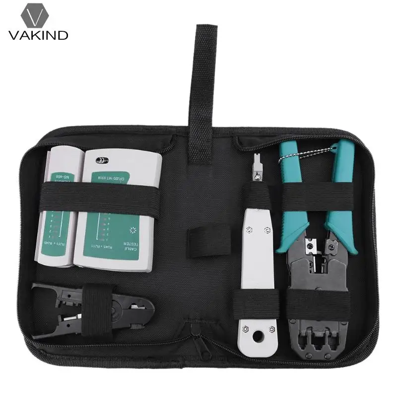 

Network Ethernet Cable Tester Kit RJ45 Wire Cutter Plier Crimping Stripping Ttangent Press Tools Punch Down Line Detector