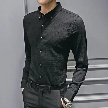 

Mens Shirt New Spring Autumn Men Casual Shirts Fashion Long Sleeve Brand Solid Color Formal Business Men Slim Dress Shirt