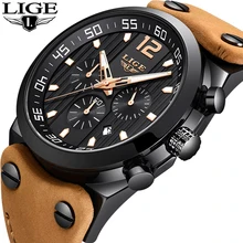 2018 LIGE Fashion Mens Watches Top Brand Luxury Quartz wristwatch Male Leather Waterproof Sport Chronograph Relogio Masculino