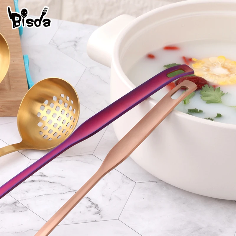 1 Piece Long Handle Soup Colander Stainless Steel Cooking Tools Gold Soup Ladle Kitchen Gadgets Wall Hanging Skimmer Strainer 1 Piece Long Handle Soup Colander Stainless Steel Cooking Tools Gold Soup Ladle Kitchen Gadgets Wall Hanging Skimmer Strainer