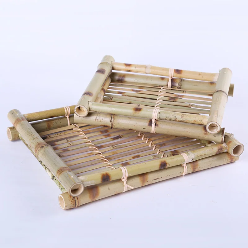 

Rectangle Bamboo Dish Plate Teapot Fruit Vegetable Bread Snack Coffee Cup Holder Storage Hotel Table Decoration 1 PC
