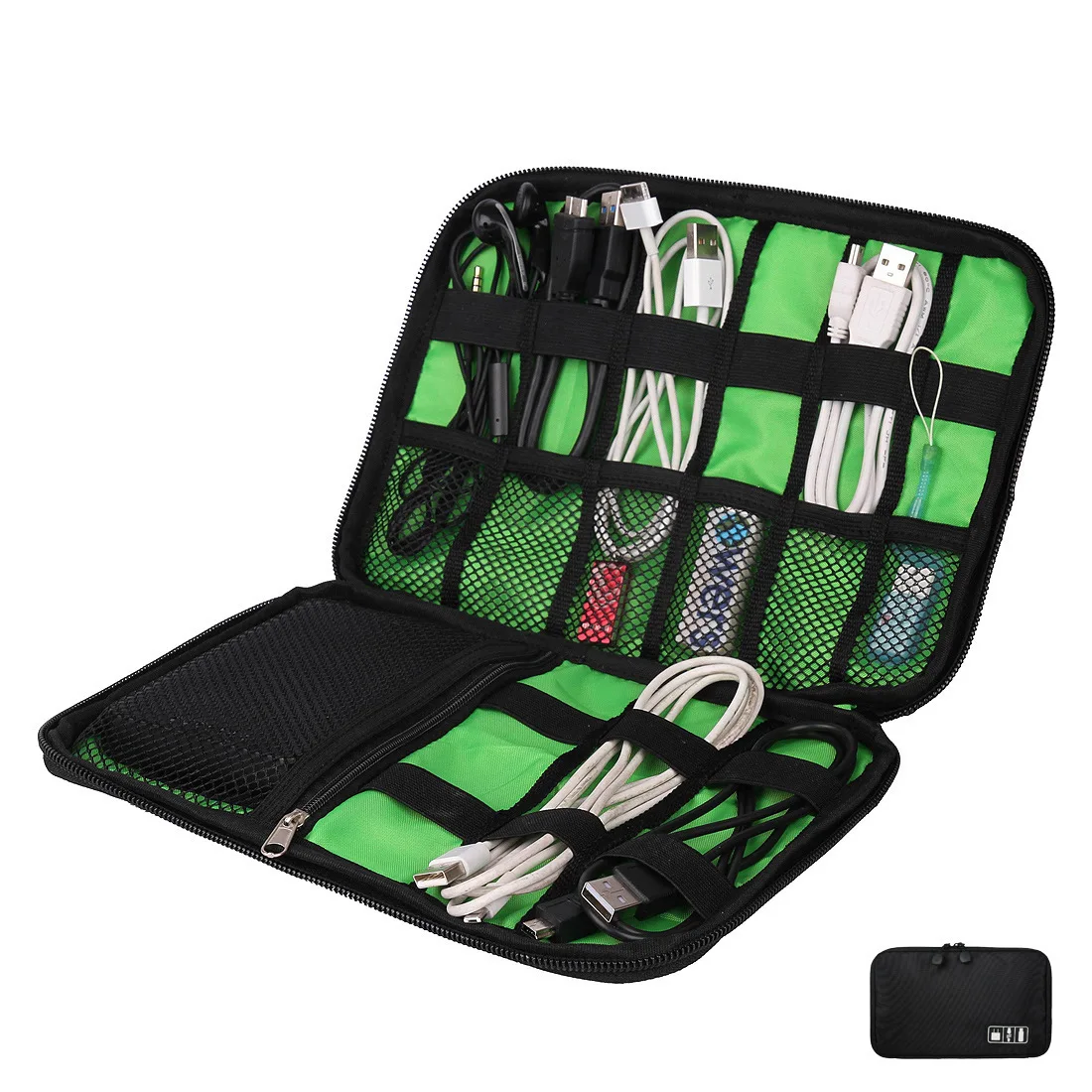 

Black Portable Cable Storage Organizer Bags Waterproof Shockproof Earphone Digital USB Charging Cable Sorting Travel Insert Bags
