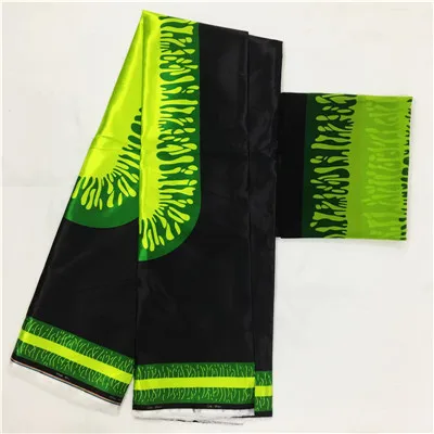 Черный и зеленый Шелковый воск ткань африканская ткань атлас шелк шифон набор для вечернего платья 4+ 2 ярдов - Цвет: as picture