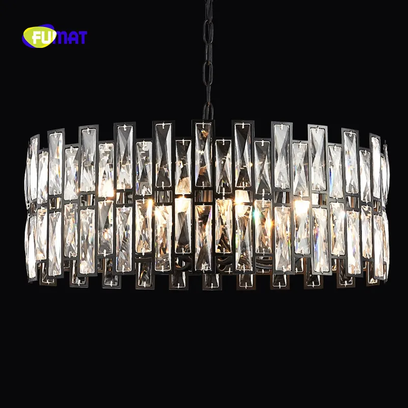 

FUMAT Black Post Modern Nordic Style K9 Crystal Stainess Steel LED Pendant Lighting Luxury Lustres Lamp For Dining Room Foyer