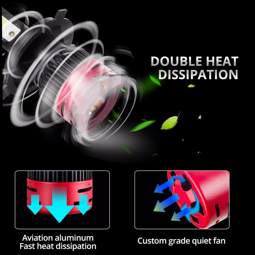 Светодио дный H1 H4 фар автомобиля лампы светодио H7 H11 удара 6500 K/4300 K 8000Lm 72 W 12 V Авто
