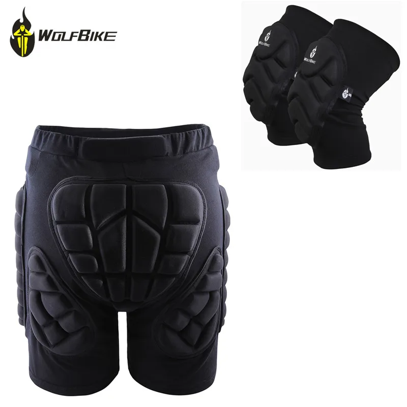 

WOSAWE Protective Snowboard Shorts Knee Pads Set Motocross Off Road Roller Armor Protective Pads Skis Hockey Protection Suit