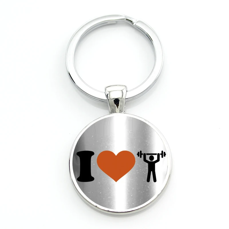 New Arrival retro vintage Weight Lifting silhouette keychain mens