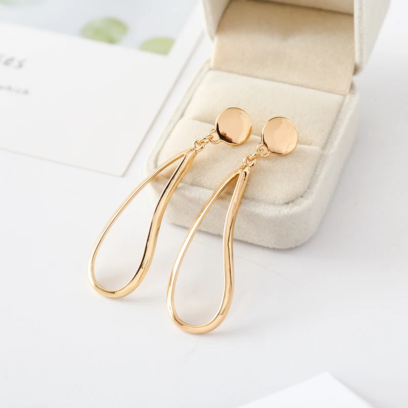 

JUJIE Fashion Korean Round Geometric Drop Earrings For Women 2019 Hanging OL Dangle Earring Gold Modern Jewelry Dropshipping