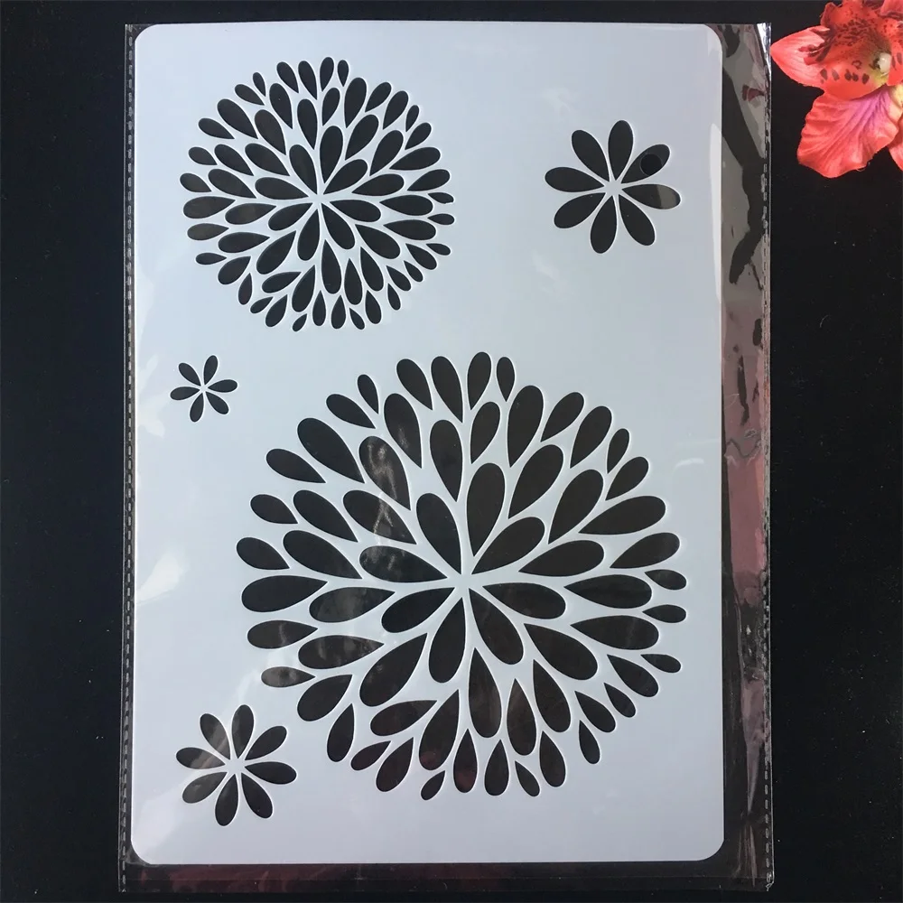 

A4 29cm Round Circle Leaves DIY Craft Layering Stencils Painting Scrapbooking Stamping Embossing Album Paper Card Template