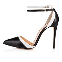 2019 New Fashion High Heels Women's Prom Wedding Shoes Lady Black White Mixed Colors Buckle Bridal Shoes Party Pump Size 34-43 цена 2019 New Fashion High Heels Women's Prom Wedding Shoes Lady Black White Mixed Colors Buckle Bridal Shoes Party Pump Size 34-43 цены онлайн
