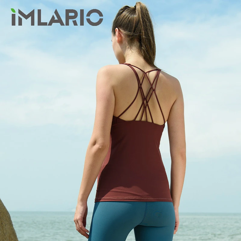 

Imlario Crisscross Sports Tank Tops Open Back Workout Yoga Shirts Breathable Fitness Racerback Hollow Out Camisole Plus Size