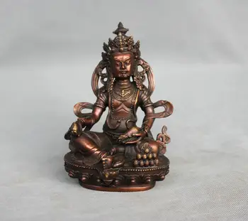 

7'' China Tibet Bronze Yellow Jambhala Mammon Wealth God Statue