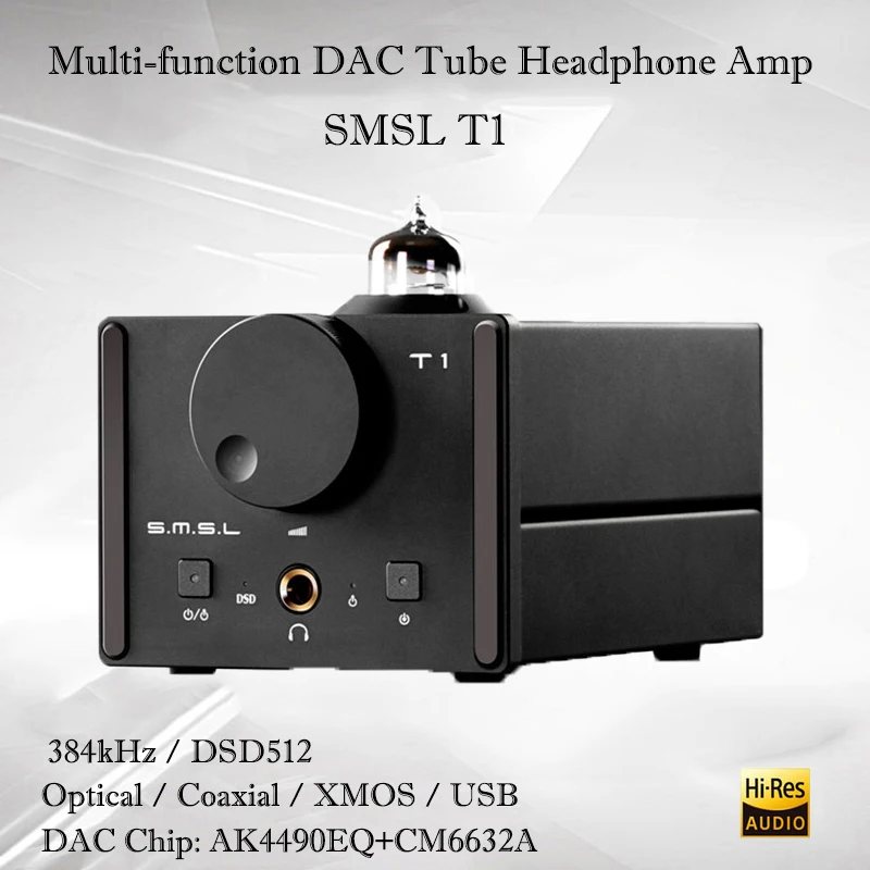 

SMSL T1 usb dac audio decoder hifi headphone amplifier AK4490EQ portable headphone tube amplifier dac tube amplifier audio amp
