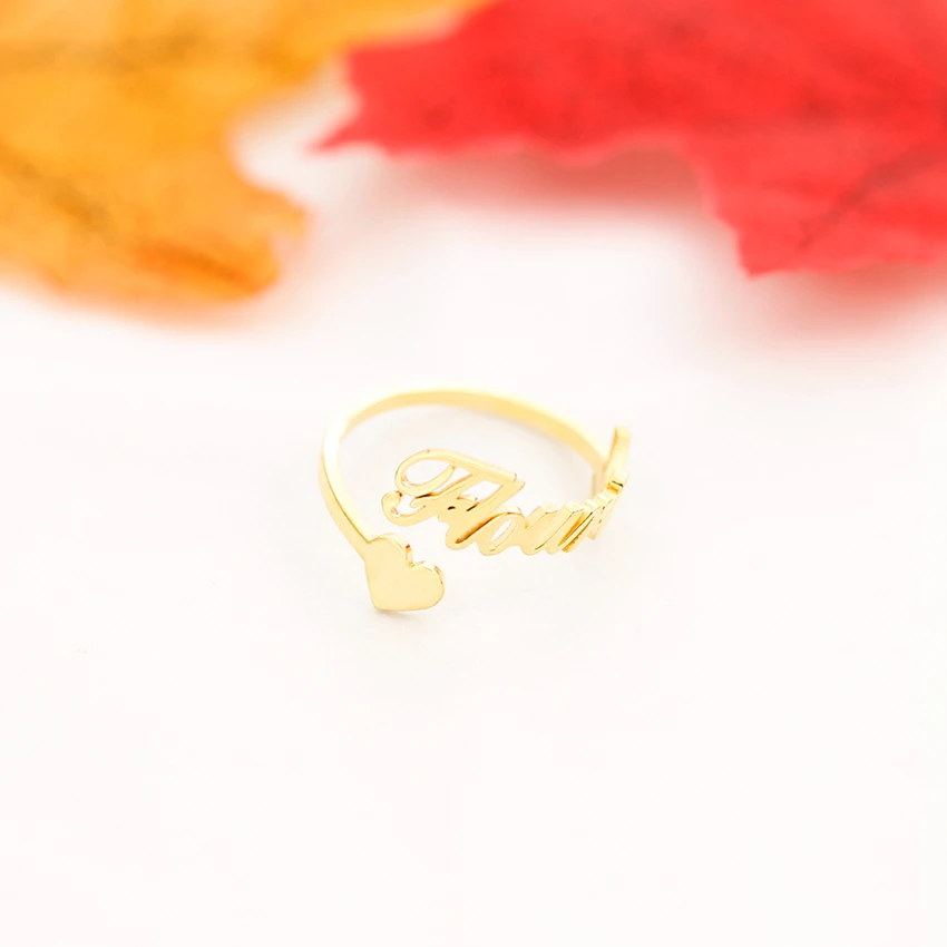 Розовое золото пользовательское имя сердце кольца бусинки для создания персонального имени день рождения ювелирные изделия Регулируемые открытые свадебные подарки подружки невесты