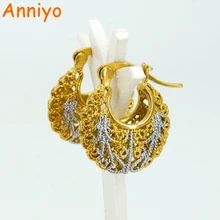 Anniyo Смешанные Серебряные/Золотые цветные серьги для женщин/девушек, двухцветные сережки, средние ювелирные изделия в восточном стиле, арабские/африканские подарки#001316