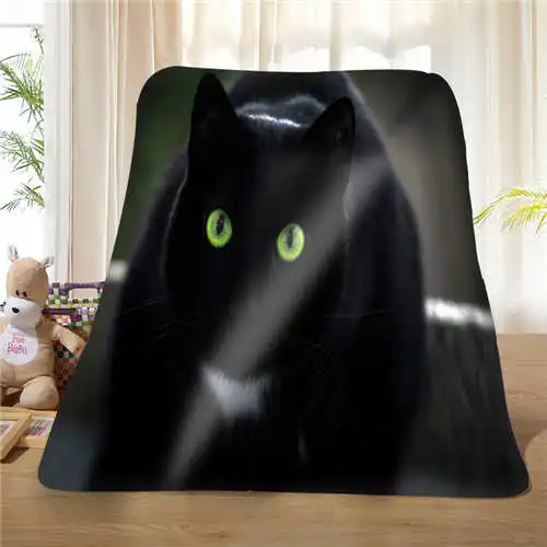 На заказ cat_face_black_shadow(1) одеяло мягкий флис DIY ваша фотография украшение спальня диван мульти размер#928-01-53