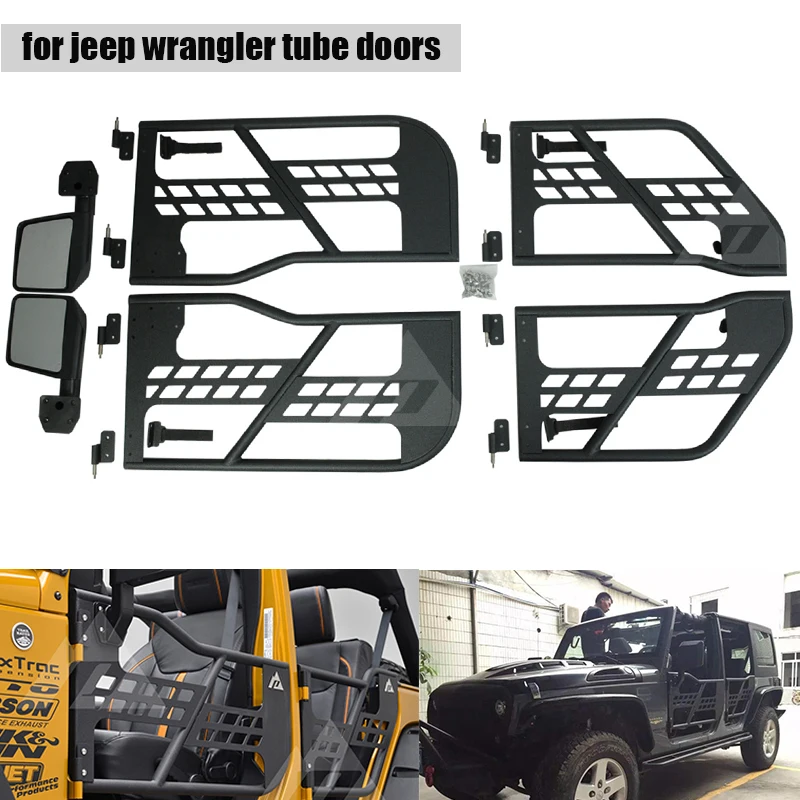Черные стальные полутрубчатые двери с боковым зеркалом для jeep wrangler jk 07-15 4 двери авто продукты