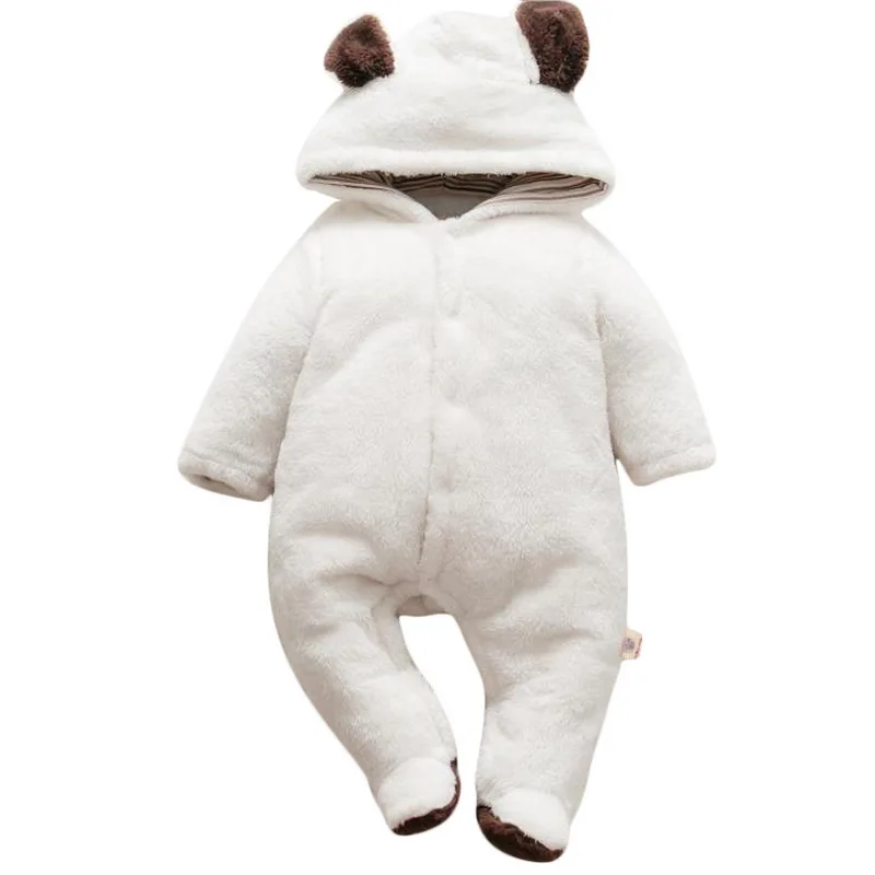 Shujin осень зима теплая одежда для малышей утолщенная уличная детская одежда; комбинезон для новорожденных - Цвет: White