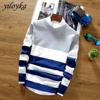 

New Winter Striped Warm Sweater Men Clothes For Autumn Men's Sweater Jersey HombreO-Neck Pullover Knitted Sweaters For Men