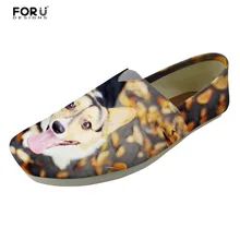 FORUDESIGNS/женские лоферы; милые повседневные туфли на плоской подошве; легкие удобные женские парусиновые туфли на толстой подошве с принтом собаки хаски