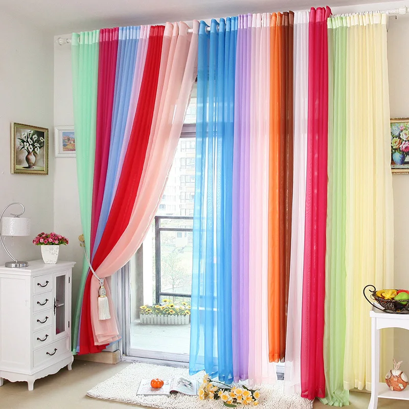 free shipping finished high quality solid multi color tulle sheer curtains for living room home