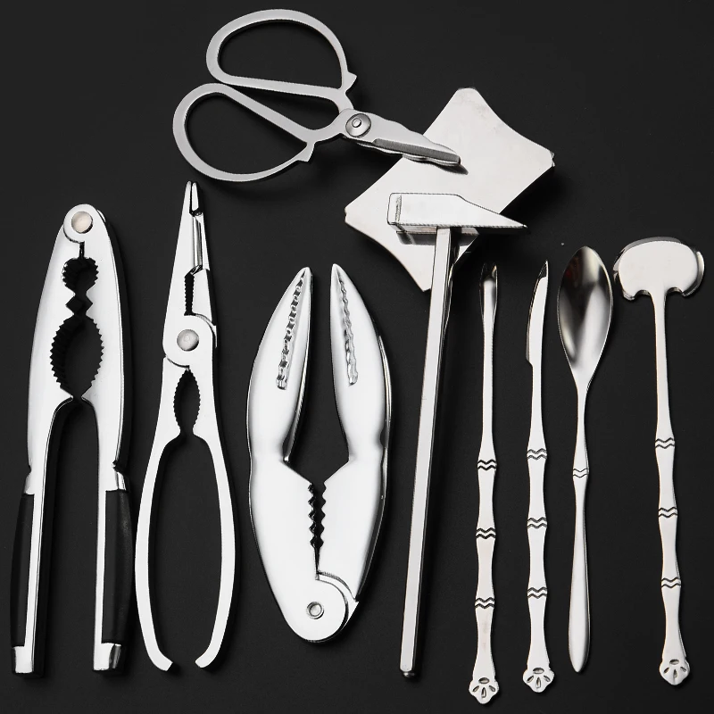 

3/8Pcs/Set Stainless Steel Seafood Crab Tools Seafood Nutty Suit Shellfish Lobster Nutcracker Pliers Sets Kitchen Bag BoxPacking