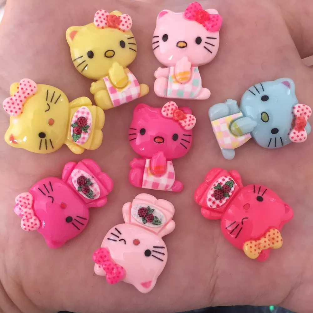 

Fashion 8pcs Resin Coloured drawing Mix Cute kitty cat combination Flatback stone scrapbook DIY buttons ornaments PF089