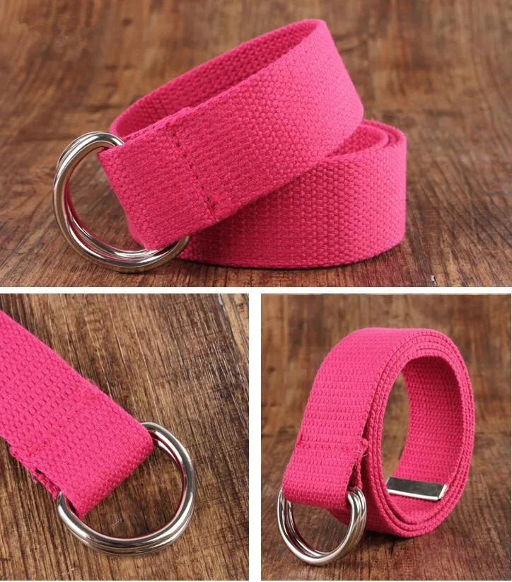 mens braided leather belt Fashion men / women belt D Shaped Double Ring Buckle Simple Solid Cotton Canvas All-match Unisex Canvas Belts Waist Belt luxury best belts for men