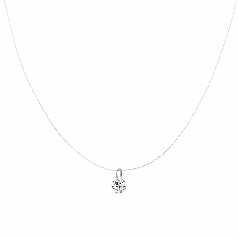 Новая трендовая невидимая леска ожерелье на шею Циркон Кристалл Подвеска цепочка-колье ожерелье s Подарки для женщин