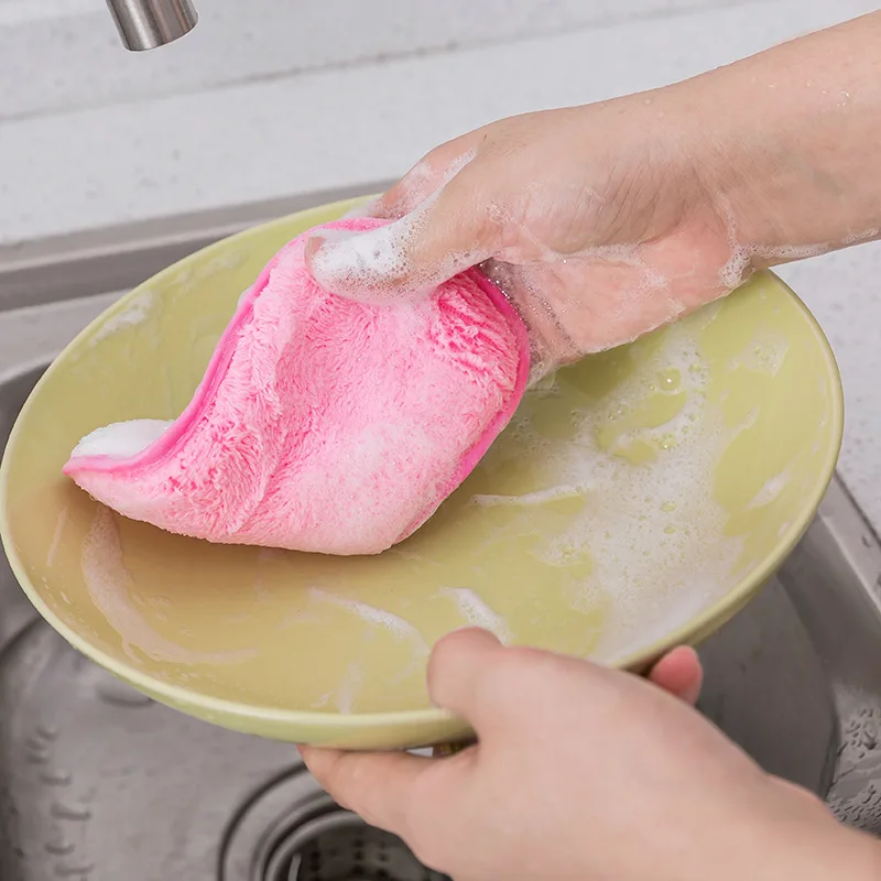 

Kitchen double-sided cleaning and decontamination sponge dish washing and scrubbing pan brush cloth scouring pad random