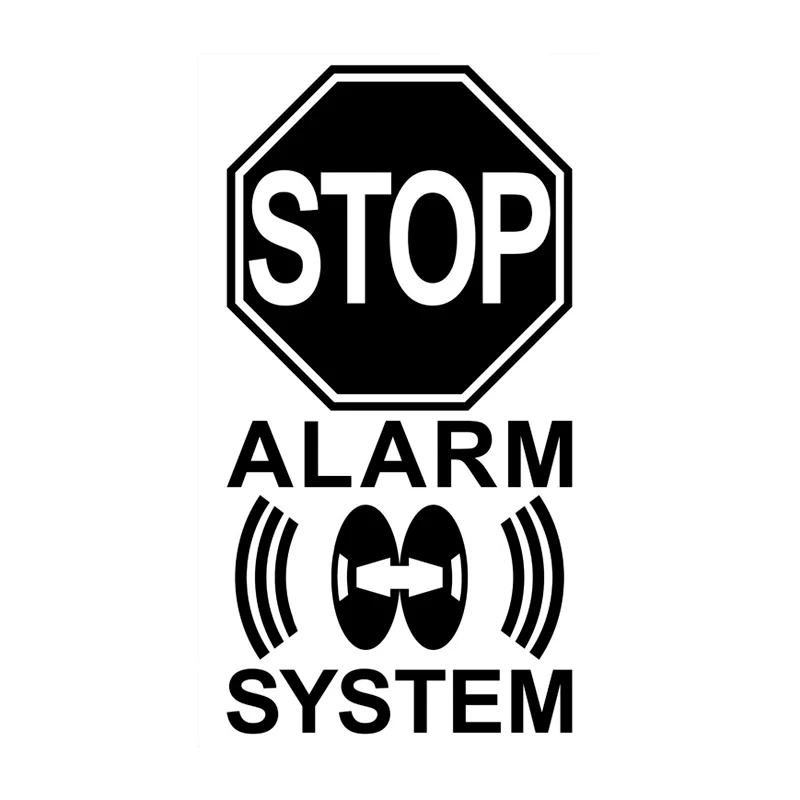 9.4cm18cm Warning Mark Stop Alarm System Graphic Car Sticker Car Styling Vinyl Decoration Decals