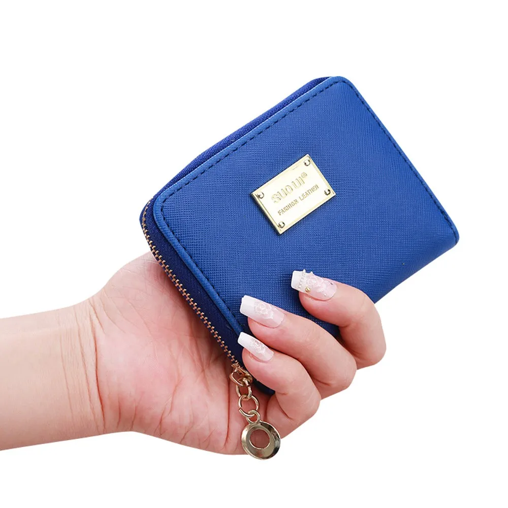 Женский кожаный короткий маленький кошелек, вместительный, на молнии, вместительный клатч, прочный зажим для денег, кошелек для кредитных карт, YL1