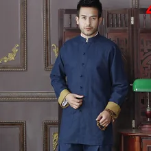 Navy Blue&Gold Chinese Traditional Men’s Two-side Cotton Linen Kung Fu Jackets Clothing Coats M L XL XXL 3XL
