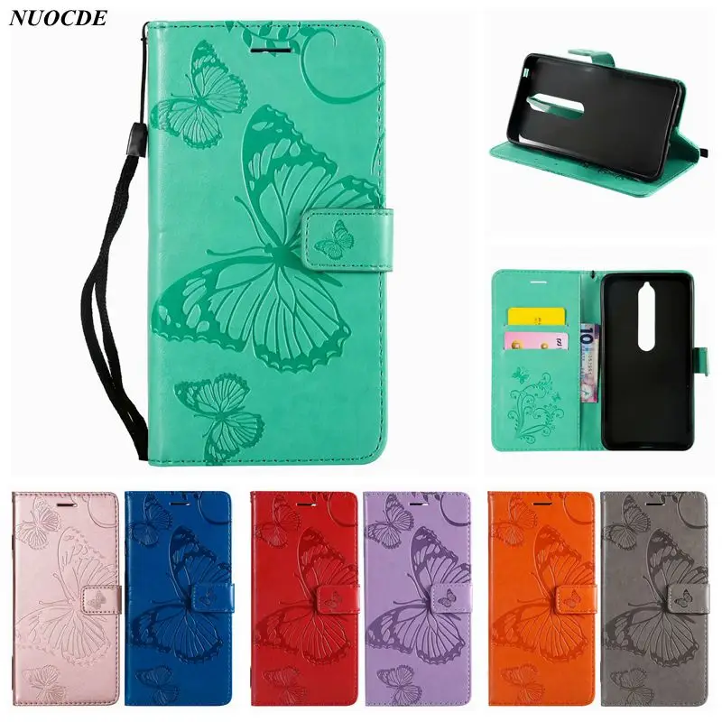 

NUOCDE Flip Wallet Leather Case For Nokia 6.1 3D Butterfly Painted Phone Cover For Nokia 6 2018 TA-1068 TA-1050 TA-1043 TA-1045