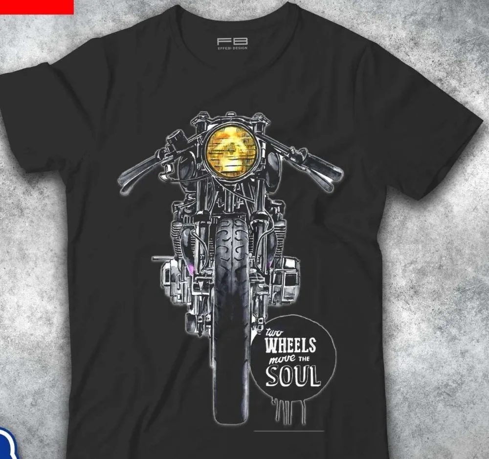 

T-Shirt Cafe Racer Vintage Wheel Move The Soul Motorbike Motorcycle Cotton T Shirt 2019 Men Summer Casual Fashion T Shirt Design