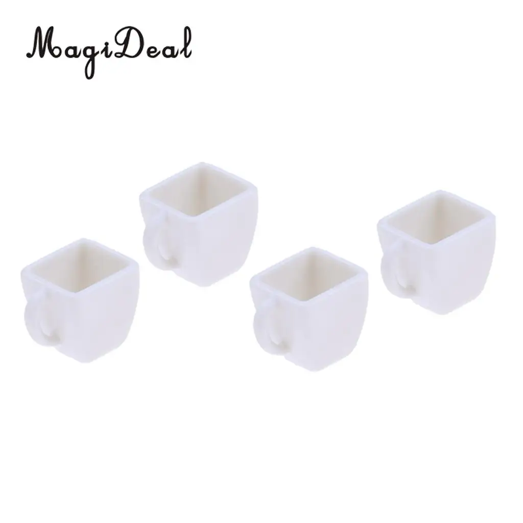 4Pcs 1/12 Miniature Milk Tea Coffee Wine Cups Mugs Dollhouse Tableware for Dollhouse Restaureant Living Room Furniture Decor