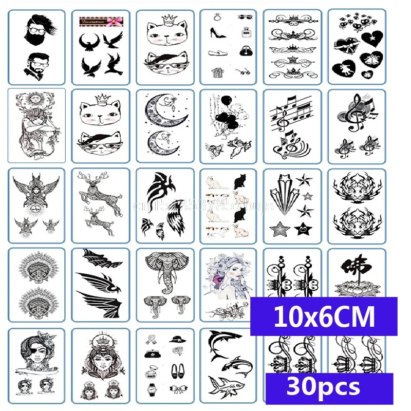 

30pcs/Set Colorful Butterfly Feather Flowers Body Art Sexy Waterproof Temporary Tattoo For Man Woman Tatoo Stickers