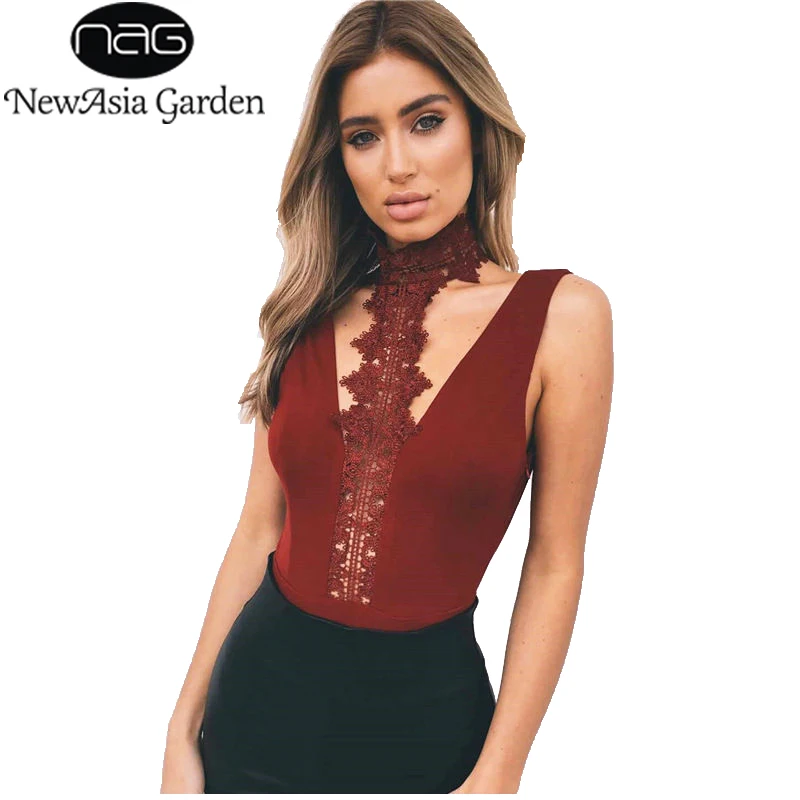 NewAsia Garden Choker Mock Neck Lace Rompers Women Bodysuit Sexy High Collar Backless Playsuit Bodycon Jumpsuit Overalls Bodies Body NewAsia Garden Choker Mock Neck Lace Rompers Women Bodysuit Sexy High Collar Backless Playsuit Bodycon Jumpsuit Overalls Bodies Body