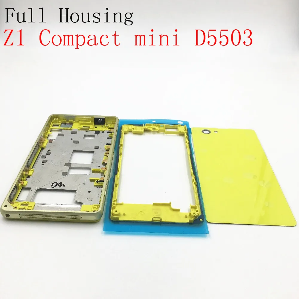 

Original Front Middle Frame Port Plug Cover Back Battery Cover For Sony Xperia Z1 Compact mini D5503 Full Housing