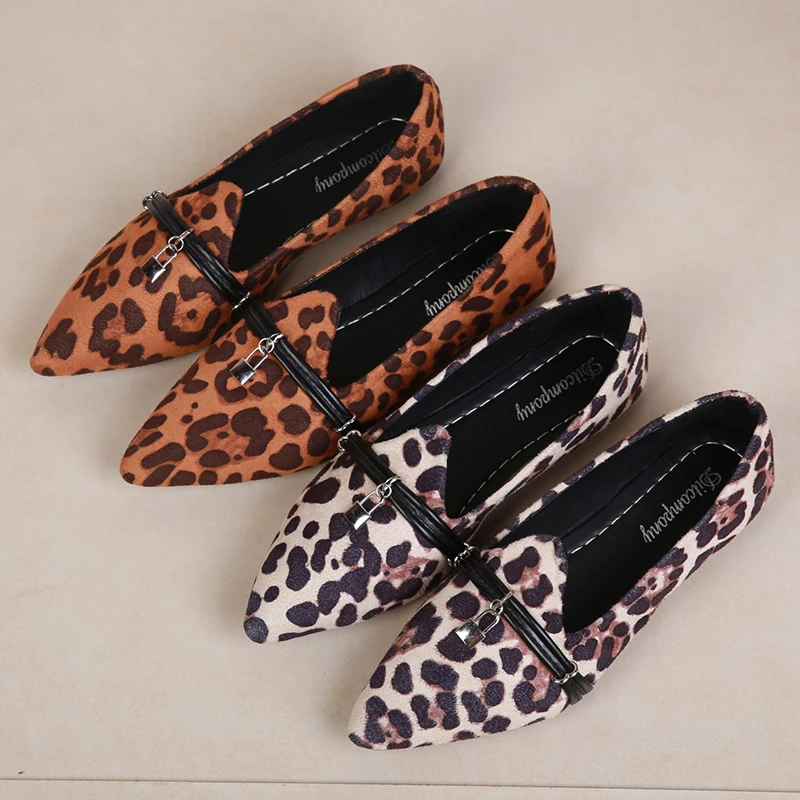 leather leopard flats