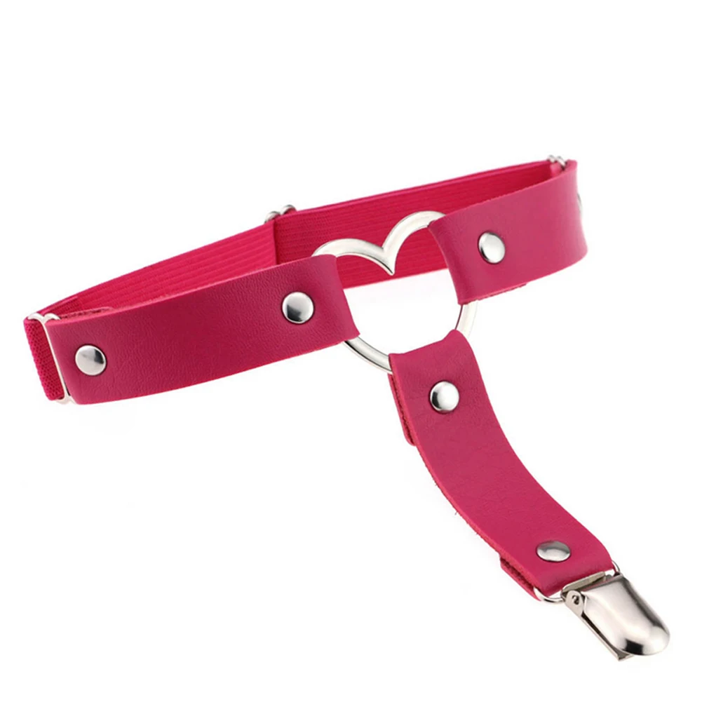 Rose Red Сексуальное женское эластичное кожаное кольцо для ног, ремень в стиле панк, сердце, заклепки, кольцо на бедро Панки готы Harajuku, кожаный ремень - Цвет: Rose Red
