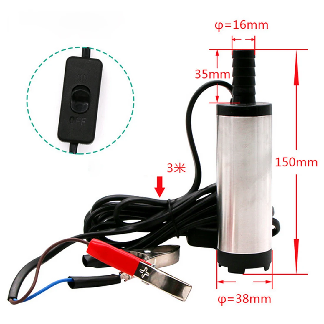 

12V Car Electric Submersible Pump Diesel Fuel Water Oil Transfer Submersible Pump With On/Off Switch Oil Engine Transfer Pump