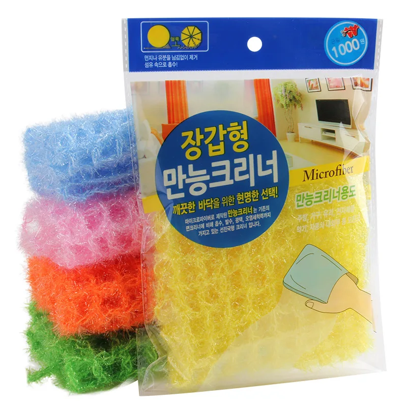 

3PCS/LOT Mesh Environmental Colorful Washing Dish Towel Magic Kitchen Cleaning Cloth Non-stick Oil Wiping Rags Towel Bag