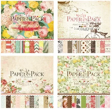 

24sheets 12" DIY 4 style choose Retro gift wrapping paper creative papercraft with sticker handmade scrapbooking kit set books