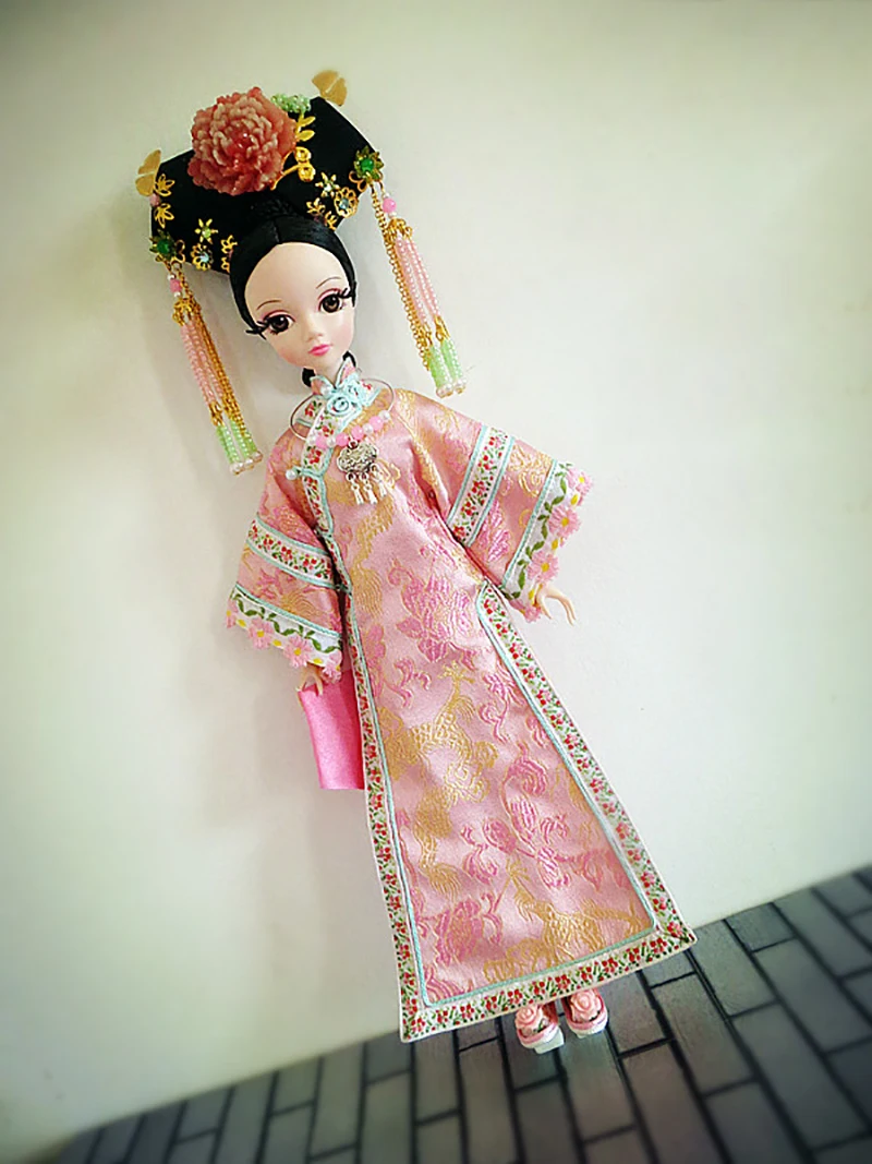 1 шт. Ретро Китайский Cheongsam розовый древний костюм платье для Блит Kurhn барбис 1/6 Куклы Аксессуары Одежда для кукол с вышивкой