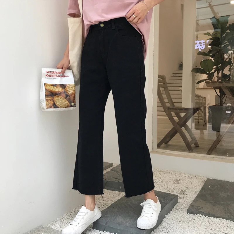 Джинсы женские свободные корейский стиль повседневные студенческие свободные тонкие женские джинсовые Harajuku Bf универсальные карманы