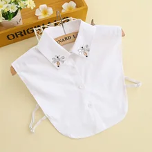 Ручная работа воротник с искусственным алмазом белая винтажная рубашка для женщин