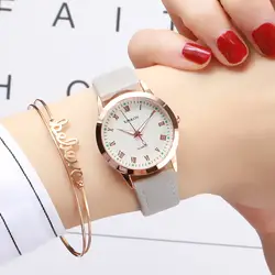 Простой золотой женские кожаные часы элегантный маленький браслет женский часы 2019 модный бренд Римский циферблат ретро дамы наручные